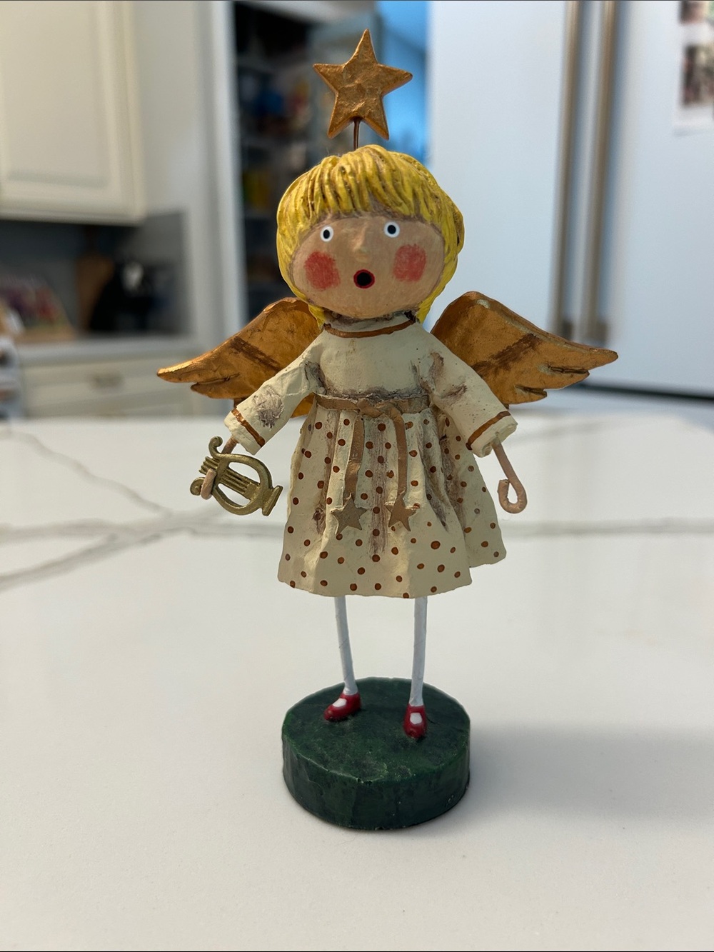 Lori C. Mitchel Gabriela Hand painted poly-resin Angel Figurine with Harp